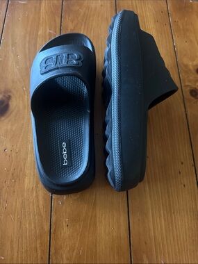 bebe Black Platform Slide Sandals for Kids